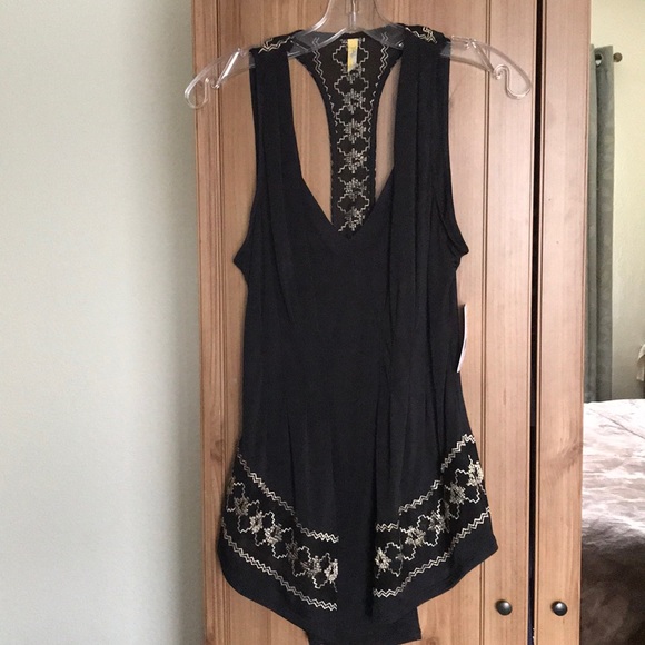 Free People Tops - Beautiful “Free People” Black Top with Gold detail